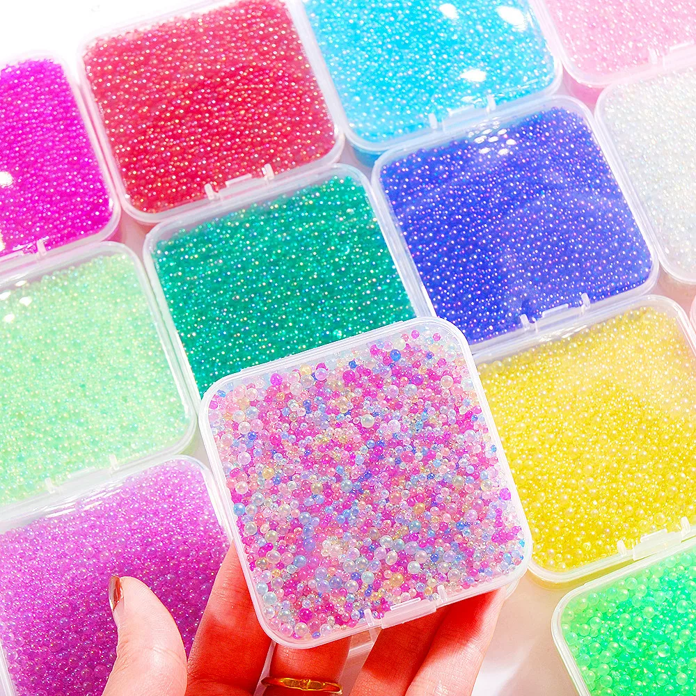 Top Trends: 50g / Box Bubble Ball Beads 1-3mm Glass Bead With Box For Resin Fillings Crystal Epoxy Mold Filler DIY Nail Art Decor Crafts Shoppable Styles