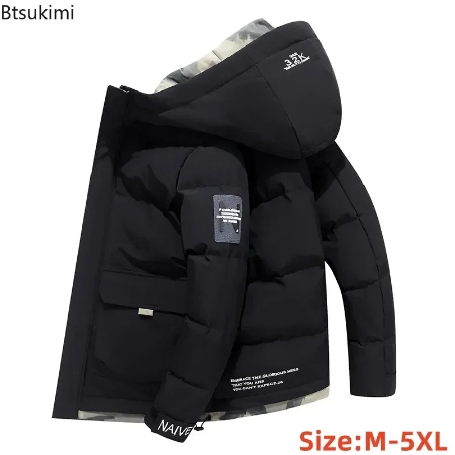 Top Trends: 2024Autumn Winter Jacket Men With Hood Cotton Padded Parka Jacket Men Korean Fashion Streetwear Thick&amp;Warm Casual Coats Size 5XL Shoppable Styles