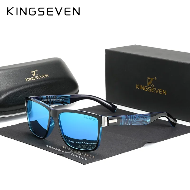 Top Trends: Genuine KINGSEVEN Brand Square Retro Gradient Polarized Sunglasses Women Men Carbon Fiber Pattern Design Outdoor Sports Eyewear Shoppable Styles