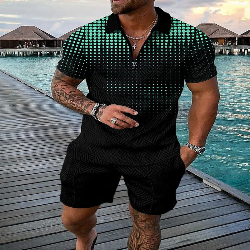 Top Trends: Summer Men&#039;s Trend Printed T-shirt Shorts Slimming Suit Shoppable Styles