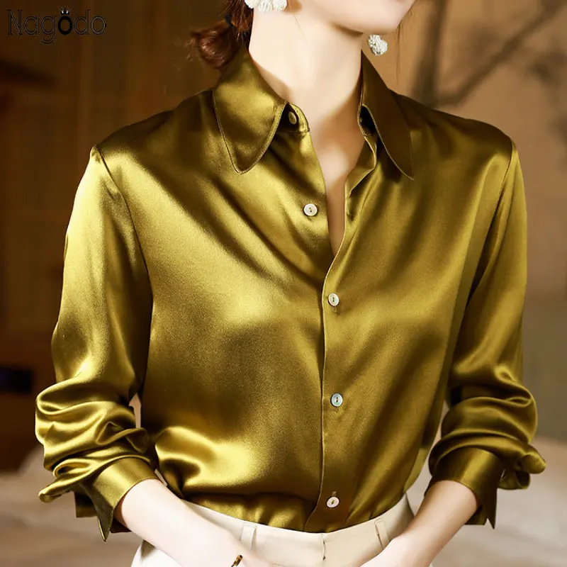 Top Trends: Brand Quality Luxury Women Satin Shirt New Elegant And Youthful Woman Blouses Office Ladies White Long Sleeve Shirts Silk Tops Shoppable Styles