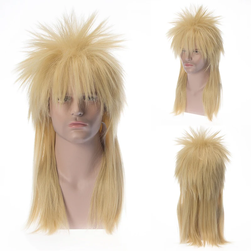 Top Trends: Men's 70's 80's Punk Rock Party Synthetic Long Blonde Wig Cosplay Halloween Mullet Head Wig High Disco Wig + Wig Cap Shoppable Styles