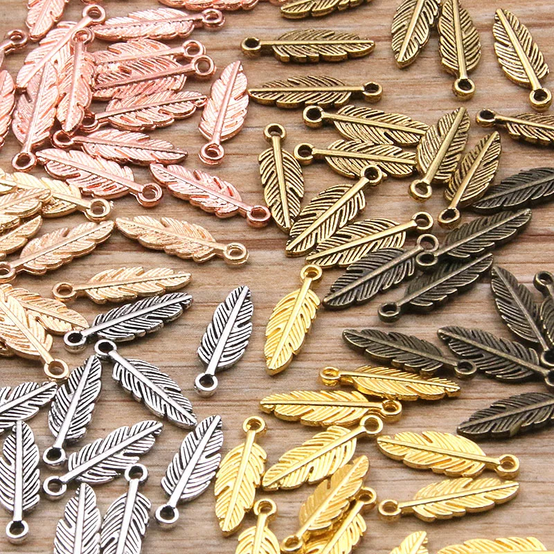 Top Trends: 80Pcs 2023 New 5*15mm 9 Color Metal Zinc Alloy Two-sided MINI Leaves Charms Fit Jewelry Plant Pendant Makings DIY Handmade Craft Shoppable Styles