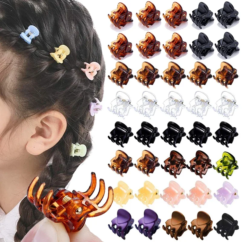 Top Trends: 10Pcs / pack Hair Claw Clips For Women Girls Accessories Black Brown Transparent Plastic Mini Claws Hairclip Clamp Gifts 1CM 1.5CM Shoppable Styles