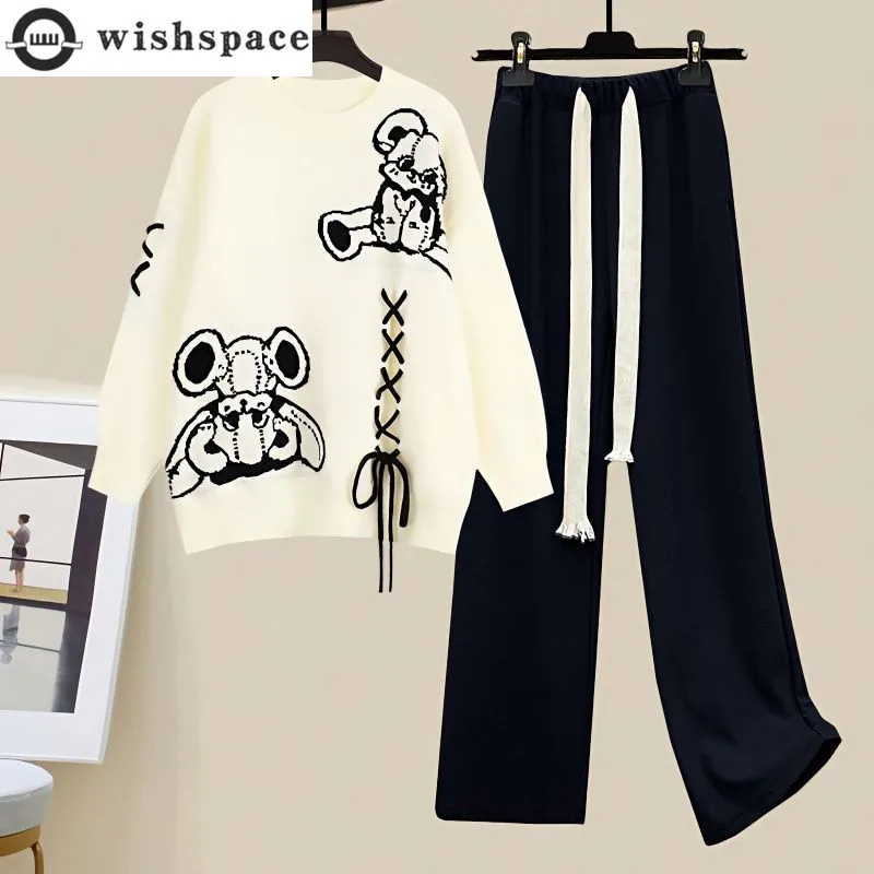 Top Trends: Autumn And Winter Set Women&#039;s 2023 New Small Fragrance Style Age Reducing Sweater Slim Wide Leg Pants Two Piece Set Shoppable Styles