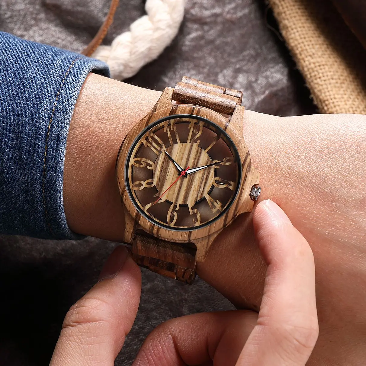 Top Trends: New Hollow Style Quartz Wooden Watch For Men And Women Big Dial Shoppable Styles - Image 2