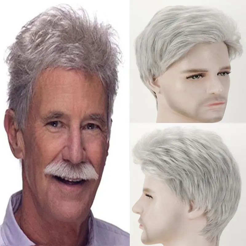 Top Trends: Grandpa's Wig Natural Grey Short Hair Wig Handsome Men's Wig Father Hair Fashion Wigs For Men Fluffy Short Synthetic Wigs Shoppable Styles