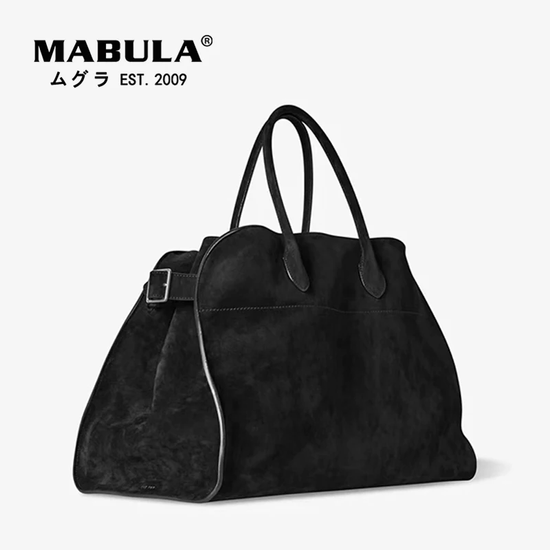 Top Trends: MABULA Genuine Leather Women Large Tote Bag Luxury Design Large Capacity Travel Bag Vintage Suede Handbags Crossbody Bag Shoppable Styles