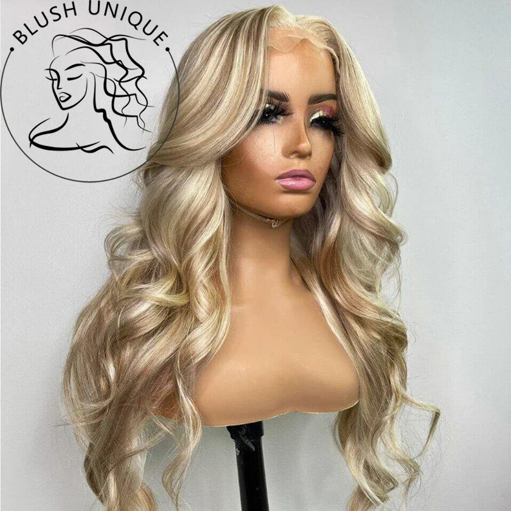 Top Trends: Ash Honey Blonde Lace Front Wig 13x4 Synthetic Hair HD Transparent 613 Colored Lace Frontal Wigs For Women Highlight Wig Cosplay Shoppable Styles