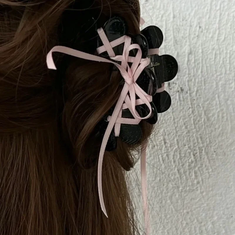 Top Trends: YHJ Acrylic Ballet Style Hair Claw Korean Ribbon Tie Bow Flowers Hair Clips Sweet Girl Wave Grab Clip Hair Accessories For Women Shoppable Styles - Image 5