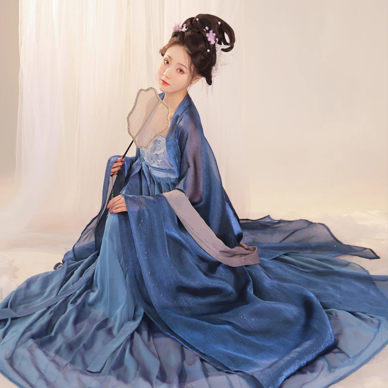 Top Trends: Ancient Women&#039;s Blue Star Sky Kimono Hanfu Dress Tang Embroidery Chinese Style Traditional Cosplay Skirt Dresses Costume Clothes Shoppable Styles