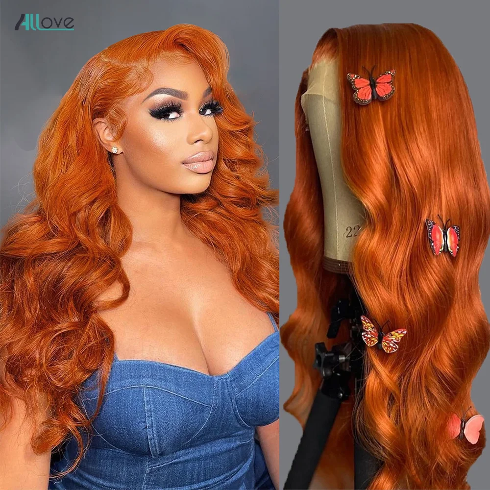 Top Trends: Allove 250 Density 13x6 Orange Ginger Lace Front Wig Transparent Body Wave Frontal Wig Brazilian 5x5 Lace Closure Wig For Women Shoppable Styles