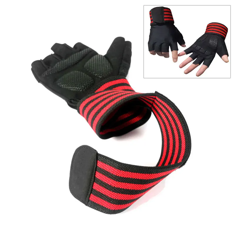 Top Trends: Body Building Gym Training Fitness WeightLifting Red Gloves Wrist Wraps Workout Half Finger For Men &amp;Women Shoppable Styles