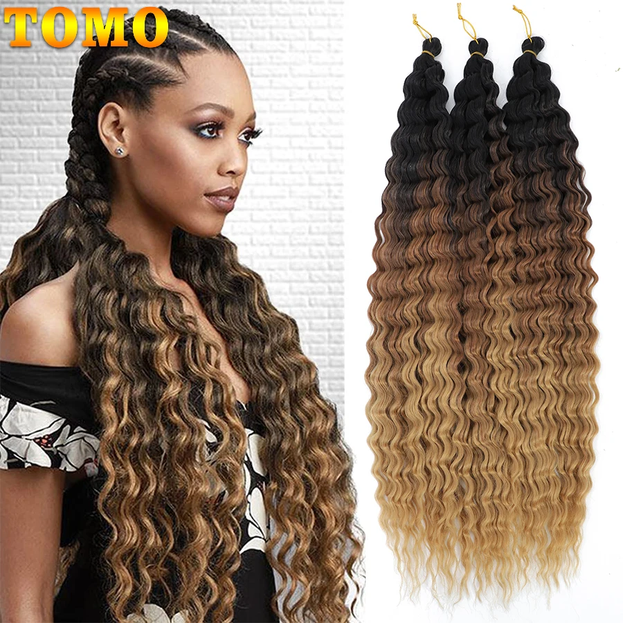 Top Trends: TOMO Deep Wave Crochet Hair 30 / 22 Inch Water Wave Twist Hair Synthetic Goddess Braids Hair Wavy Ombre Blonde Pink Hair Extension Shoppable Styles