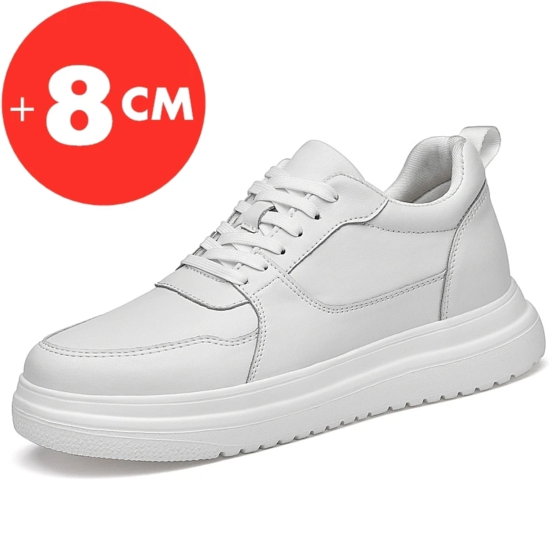 Top Trends: Men Sneakers Elevator Shoes Heightening Height Increase Insole 7-8CM High Heels Shoes Genuine Leather Sport Shoes Shoppable Styles