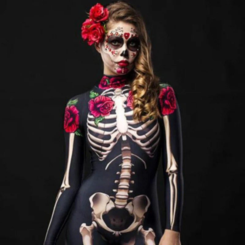 Top Trends: Women Cosplay Skeleton Rose Sexy Bodysuit Halloween Devil Ghost Specter Jumpsuit Romper Party Carnival Performance Scary Costume Shoppable Styles