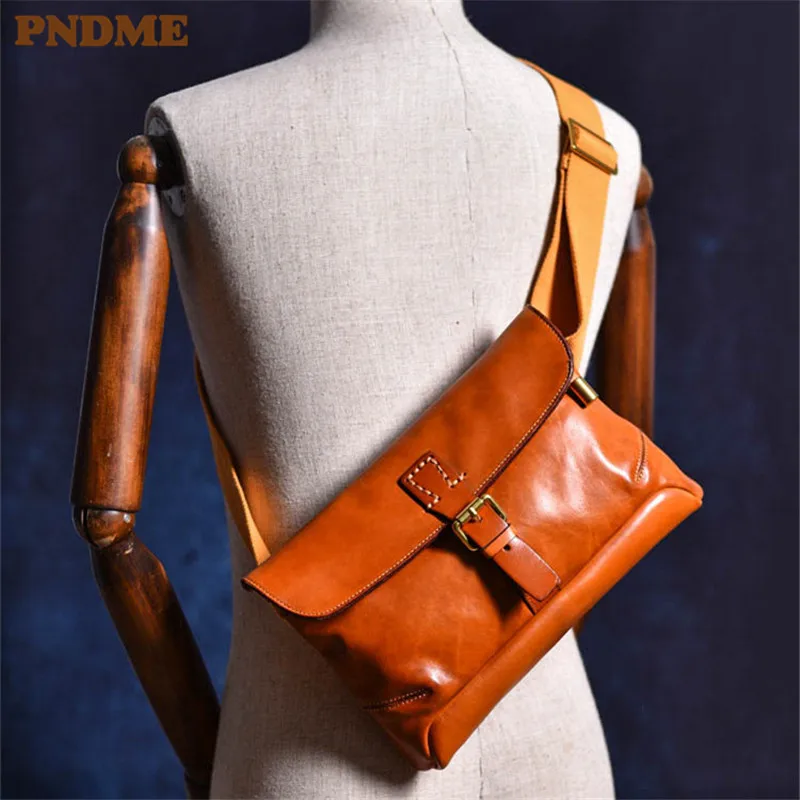 Top Trends: PNDME Outdoor Casual High-quality Genuine Leather Men&#039;s Messenger Bag Organizer Designer Luxury Real Cowhide Teens Shoulder Bag Shoppable Styles