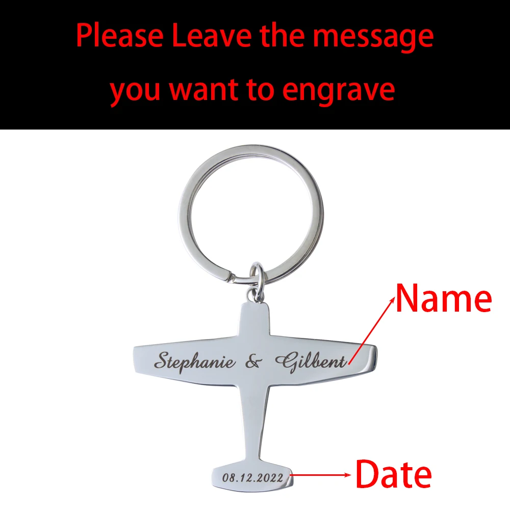 Top Trends: Custom Engrave Wedding Metal Airplane Keychain Wedding Favor Gift Guests Gifts Personalized Name And Date Plane Key Chain Shoppable Styles - Image 3