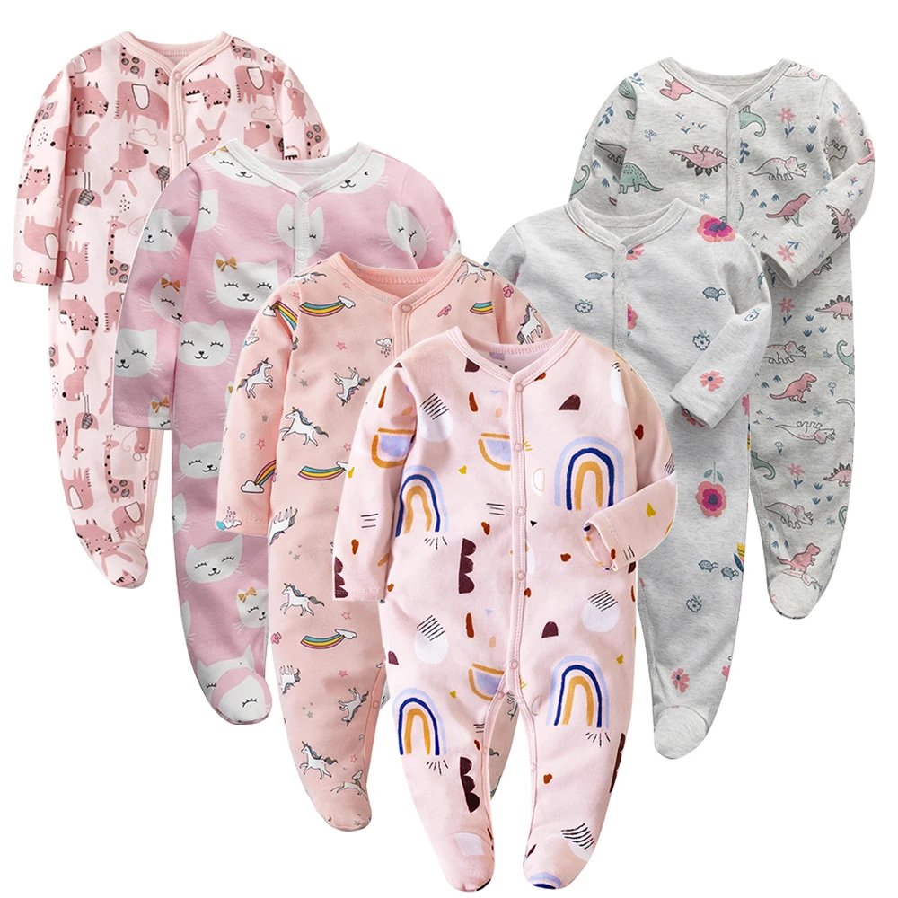 Top Trends: 6pieces / lot Baby Rompers Newborn Baby Girls Boys Clothes 100% Cotton Long Sleeves Baby Pajamas Cartoon Printed Baby's Sets Shoppable Styles