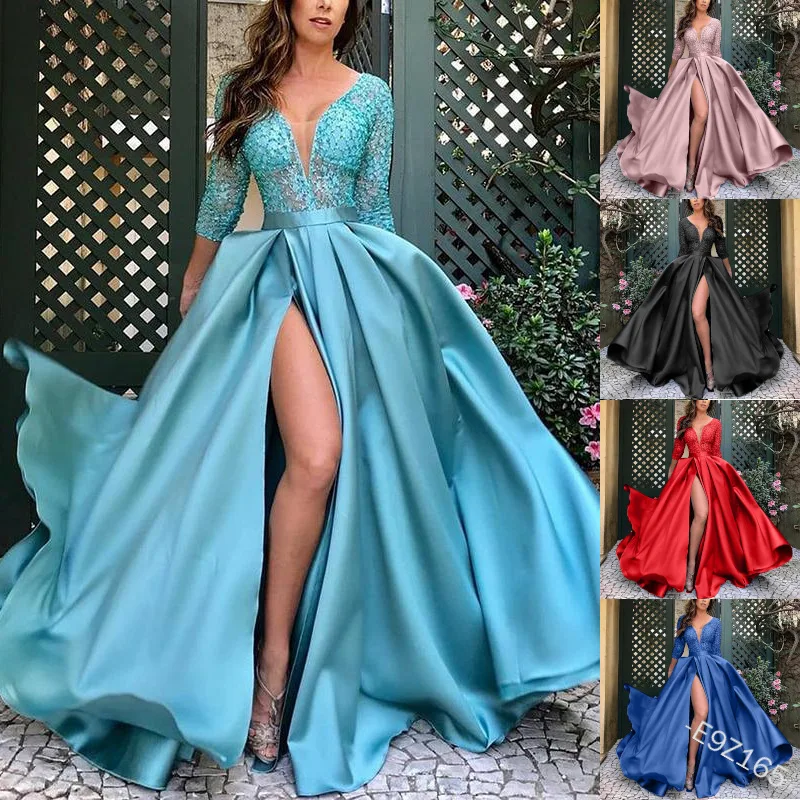 Top Trends: 2024 Women&#039;s V Neck Ladies Dresses Tailing Full Elegant Embroidery Long Evening Dress For Women Princess Dress Shoppable Styles