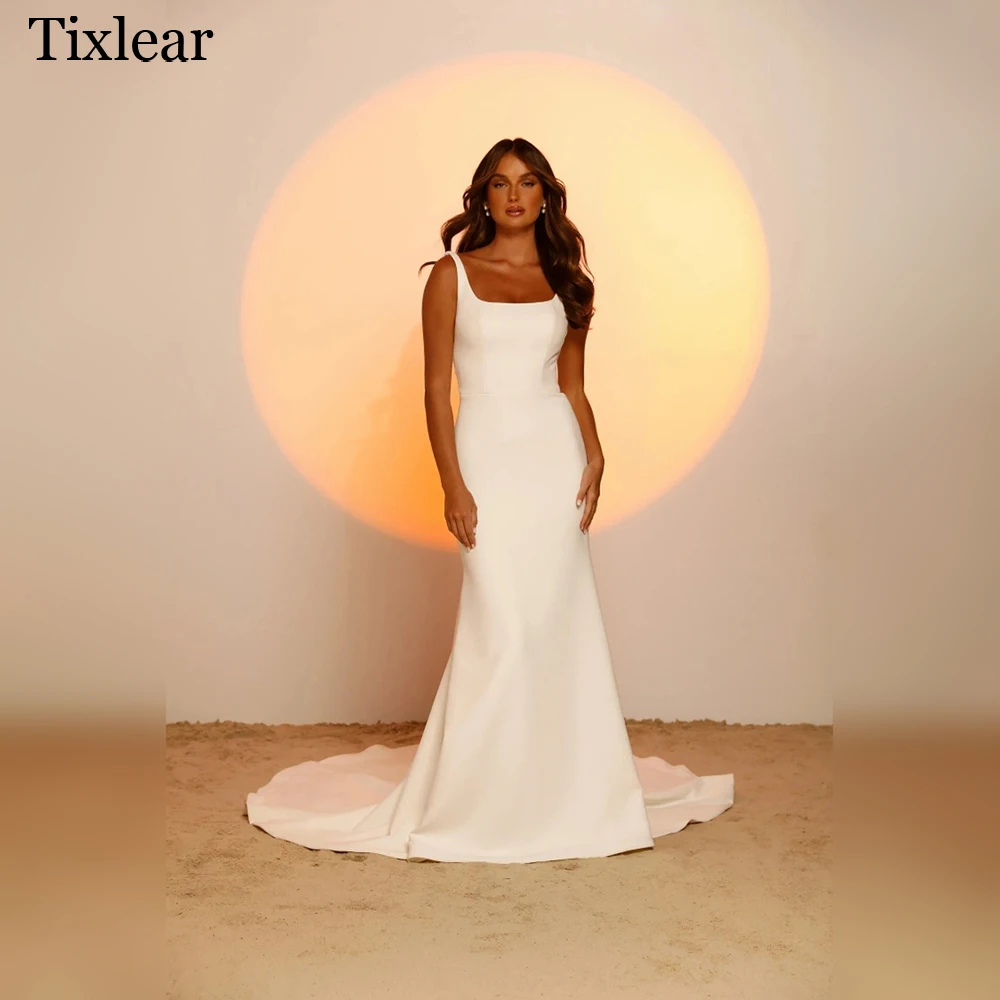 Top Trends: TIXLEAR Wedding Dresses For Woman Vintage Mermaid Square Neck Sleeveless Open Back Court Train Charming Vestidos De Novia Shoppable Styles