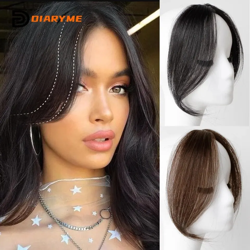 Top Trends: Synthesis Wig Middle-part Bangs Hair Extensions Clip In Forehead Natural Seamless French Oblique Bangs Eight-character Bangs Ext Shoppable Styles