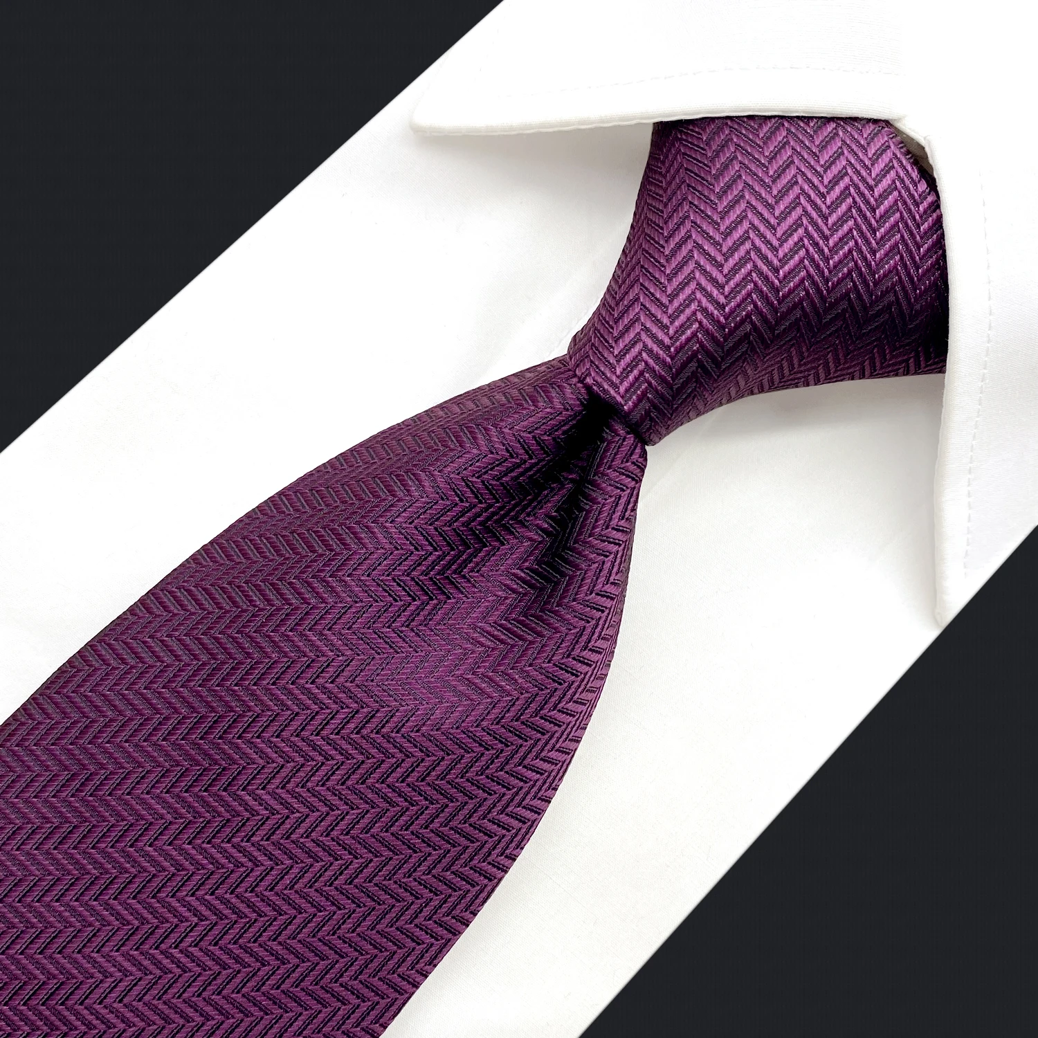 Top Trends: C11 Purple Solid Silk Mens Necktie Set Wedding Classic Ties For Male Dress Accessory Hanky Extra Long Size Shoppable Styles - Image 4