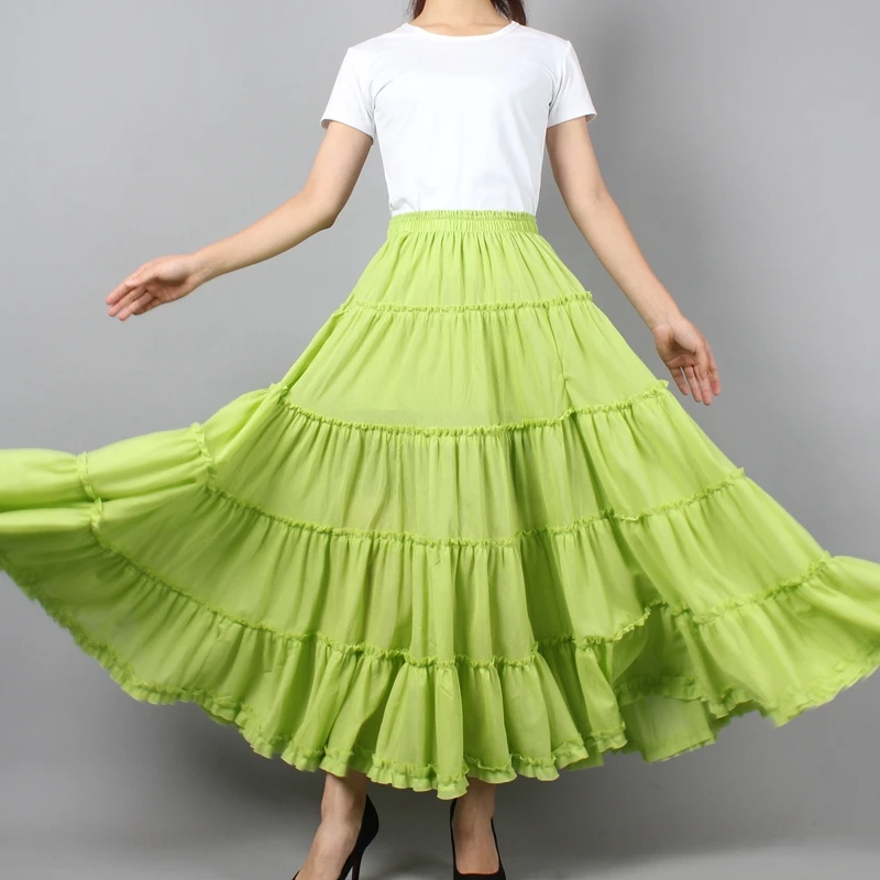 Top Trends: Bohemia Women Long Beach Skirts Plus Size Summer Girls Ruffle Beach Skirt Ladies Cotton Skirts Female Solid Casual Pleated Skirt Shoppable Styles