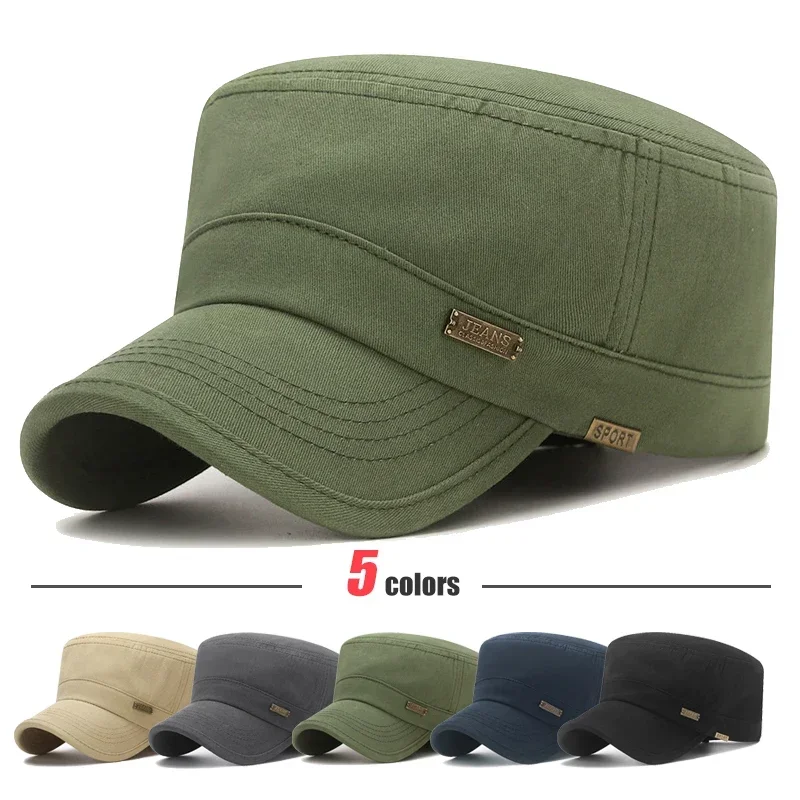 Top Trends: New Fashion Classic Casual Cotton Snapback Hats Outdoor Sport Baseball Cap Flat Military Cadet Cap Style Design Shoppable Styles