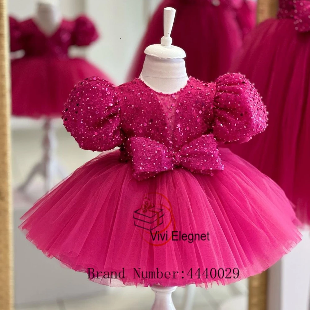 Top Trends: Elegant Flower Girl Dresses Real Picture Short Sleeve Tutu Soft Tulle Wedding Party Gowns With Sequined Bow فساتين للحفلات الراق Shoppable Styles