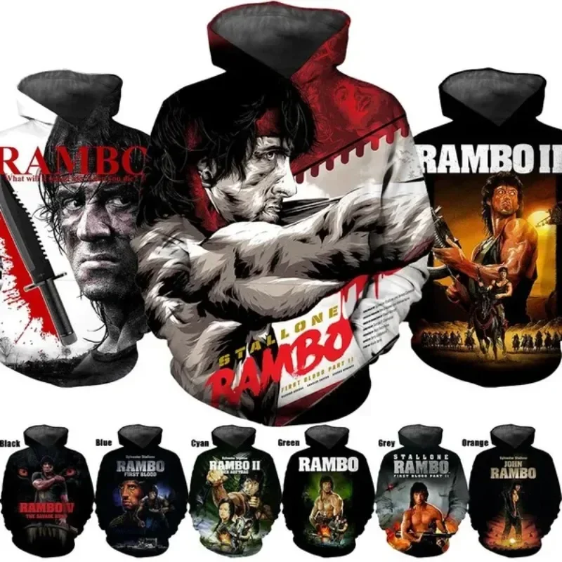 Top Trends: 3D Rambo Sweatshirts Men Women Tops Casual Long Sleeve Pullover Men&#039;s Clothing Print Harajuku Streetwear Hoodies Shoppable Styles