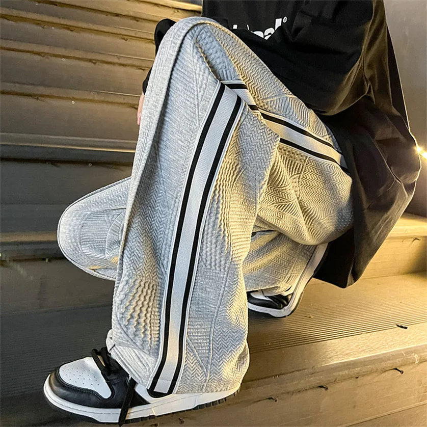 Top Trends: Straight Man Sweat Pants Jogger Casual Baggy Tracksuit Men's Sweatpants Bottoms Wide Leg Young La Summer Training Plain Trousers Shoppable Styles