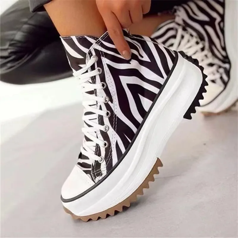 Top Trends: 2024 Autumn New Sneakers Womens Sneakers Zebra Canvas Shoes New Womens Sports Casual Shoes Women&#039;s Thick Bottom Vulcanized Shoes Shoppable Styles