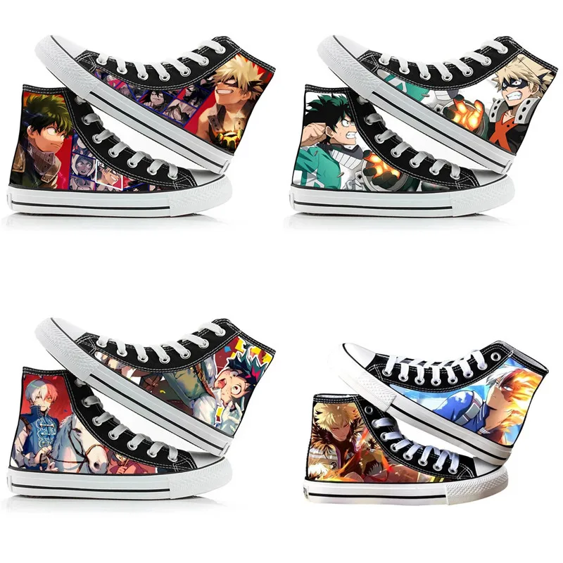 Top Trends: Fashion Shoes Boku No My Hero Academia Midoriya Izuku Deku Bakugou Katsuki Todoroki Shoto Cosplay Printed High Top Canvas Shoes Shoppable Styles