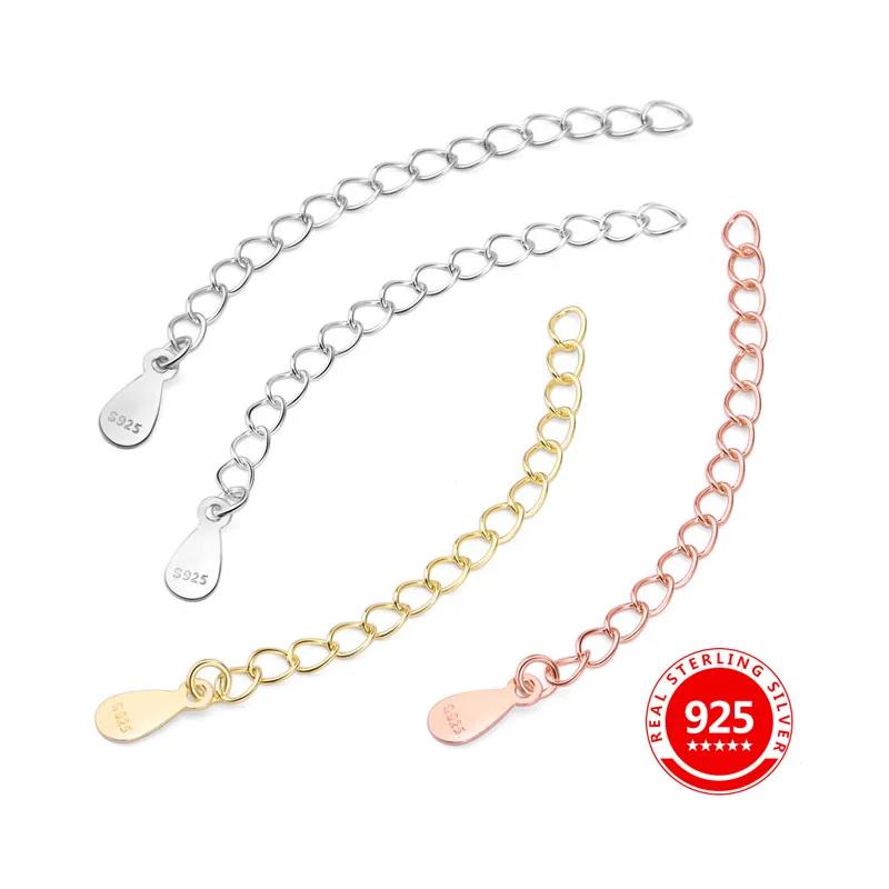 Top Trends: 5pcs / lot 925 Sterling Silver 50mm Extended Extension Tail Chain Tag Connector DIY Jewelry Making Findings Bracelet Necklace Shoppable Styles