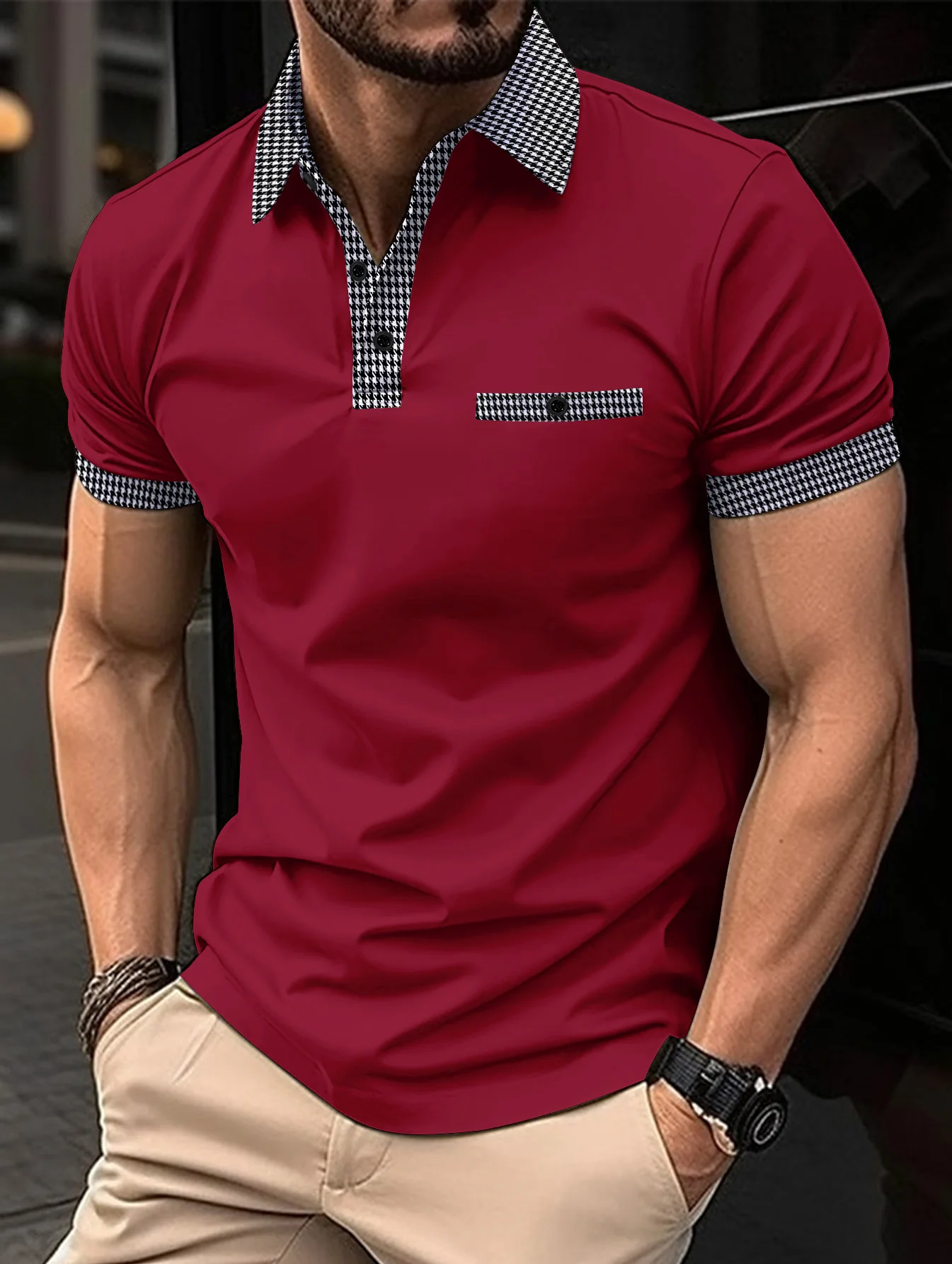 Top Trends: Men's Lapel Button POLO Shirt Summer Solid Color Short-sleeved Top T-shirt Shads Slim Business Mens Clothing Shoppable Styles