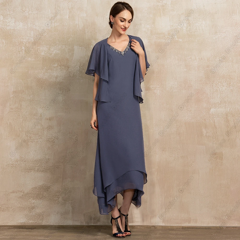 Top Trends: Grey Strapless Ankle Length Mother Of Bride Dresses With Seuqined 2023 Summer Short Sleeve Wedding Party Dresses Robe De Soirée Shoppable Styles