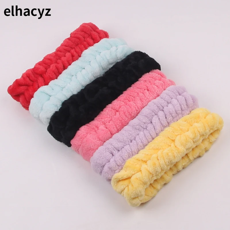 Top Trends: Chic Solid Coral Fleece Soft Elastic Spa Facial Hairband Girls Wash Face Head Wear Makeup Headband 2024 Women Hair Accessories Shoppable Styles - Image 2