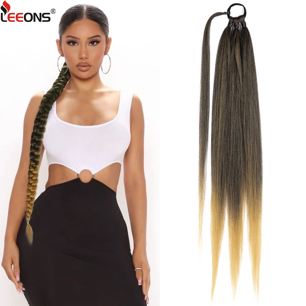 Top Trends: Black Ponytail Extensions Synthetic With Hair Tie Wrap Around Hair Braid Chignon Tail Rubber Band Hair Ring 26" Ombre Braid DIY Shoppable Styles