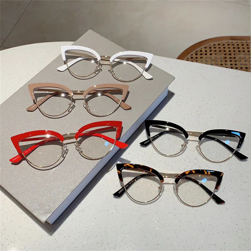 Top Trends: Retro Cat Eye Metal Anti Blue Light Glasses Fashion Women Metal Frame Glasses Female Anti Radiation Protection New Eyeglasses Shoppable Styles