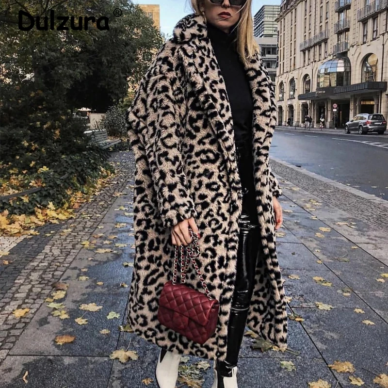 Top Trends: Luxury Fashion Leopard Long Teddy Bear Jackets Coats Women 2023 Winter Thick Warm Outerwear Brand Fashion Faux Fur Coat Female Shoppable Styles