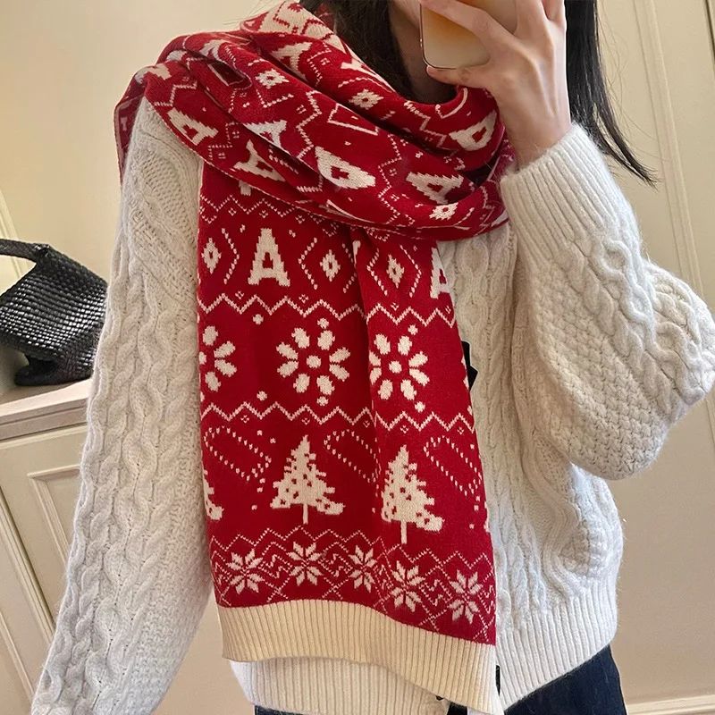 Top Trends: 2023 Women&#039;s Christmas Scarf Red Knitted Deer Cute Warm Scarf Student Korean Version Cute Shawl Fashion New Year Gift Shoppable Styles