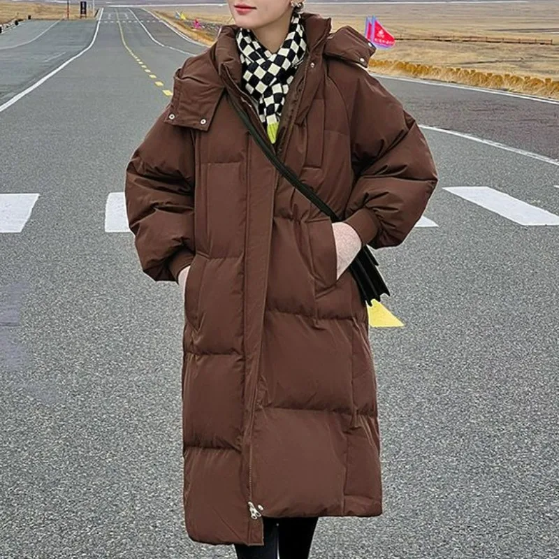 Top Trends: 2023 New Women Down Cotton Coat Winter Jacket Female Extended Version Loose Parkas Warm Thick Outwear Fashion Hooded Overcoat Shoppable Styles