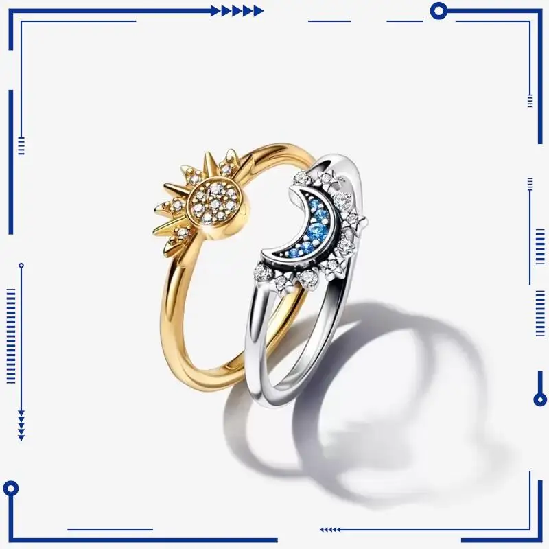 Top Trends: New 925 Sterling Silver Sparkling Celestial Sun &amp; Blue Moon Ring Set Engagement Lovers Luxury Women Jewelry 2023 Hot Gift Unisex Shoppable Styles