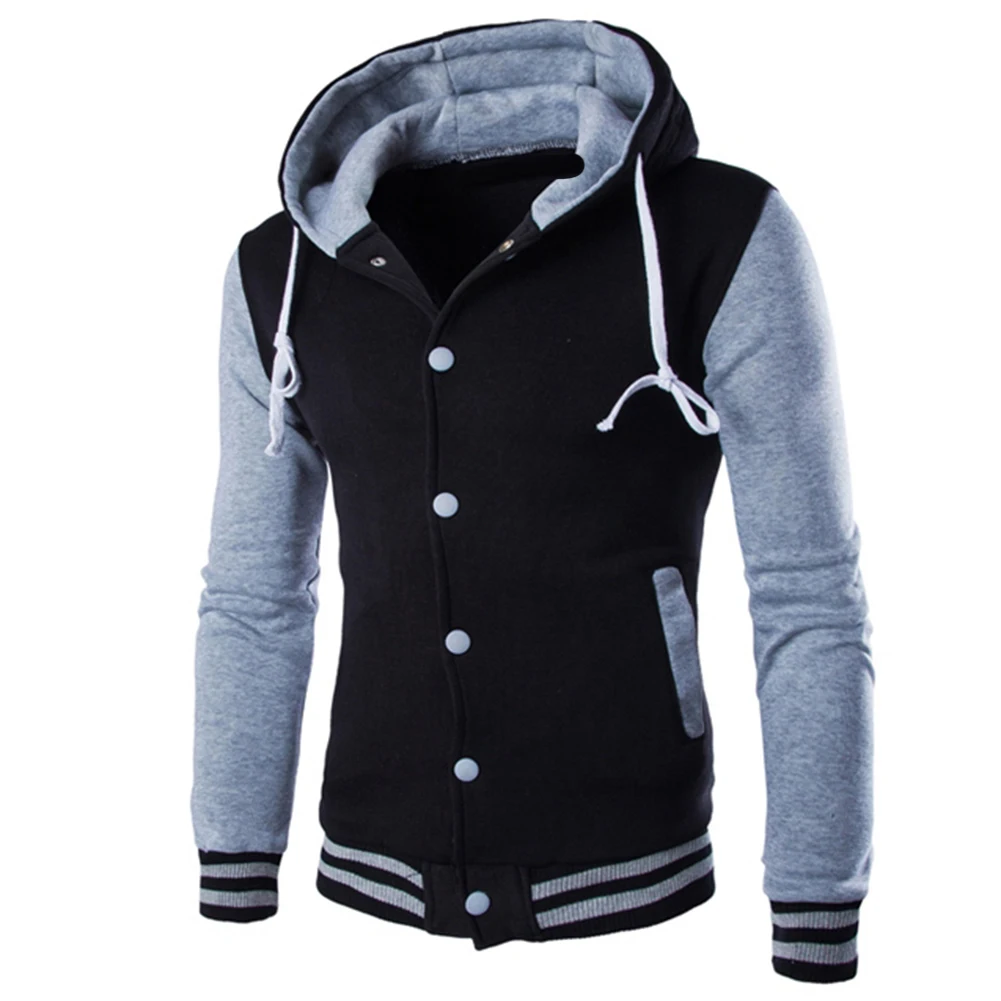 Top Trends: Fashion Men Hooded Jacket Winter Long Sleeve Varsity Jacket Single-breasted Warm Fleece Coat Men's Jacket Sweatshirt Fleece Coat Shoppable Styles