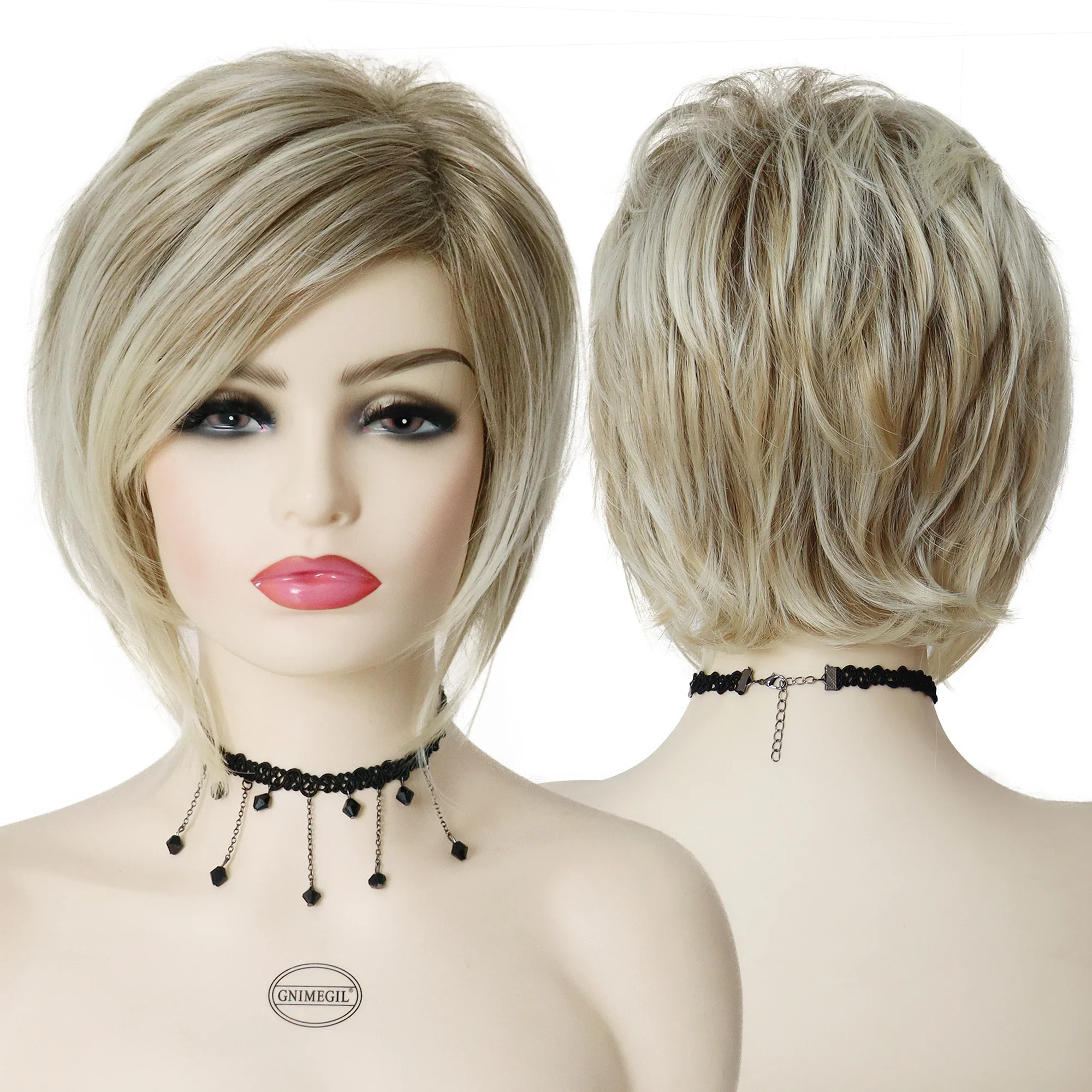 Top Trends: GNIMEGIL Synthetic Short Blonde Wigs For Women Straight Hair Wig Oblique Fringe Lady Wig Cosplay Halloween Costume Daily Use Wig Shoppable Styles