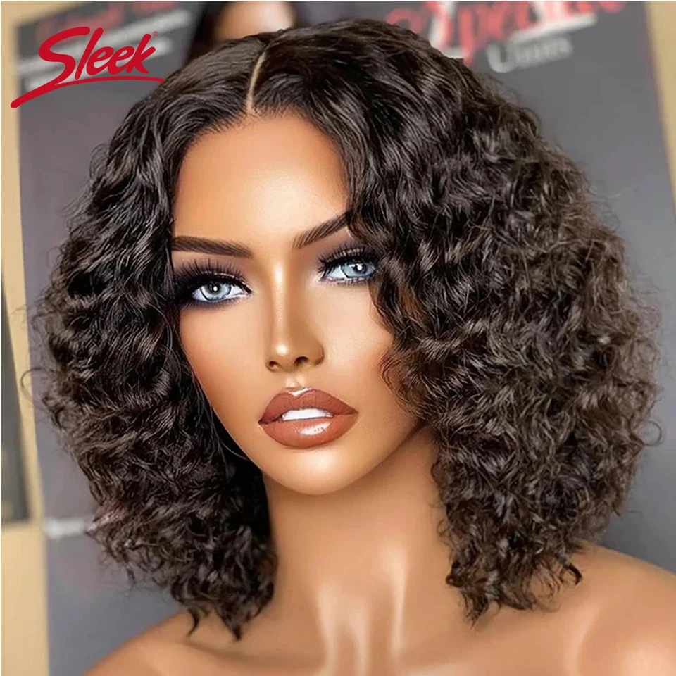 Top Trends: HD Lace Deep Curly Hair Bob Wigs Natural Black Color Lace Front Part Bob Wigs 250% Density Sleek Brazilian Remy Human Hair Wigs Shoppable Styles