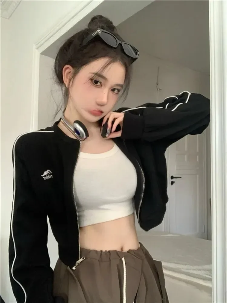 Top Trends: Deeptown Korean Zip Hoodie Y2k Women American Retro Kpop Fashion Streetwear Black Crop Sweatshirt 2023 Autumn Zipper Jacket Shoppable Styles