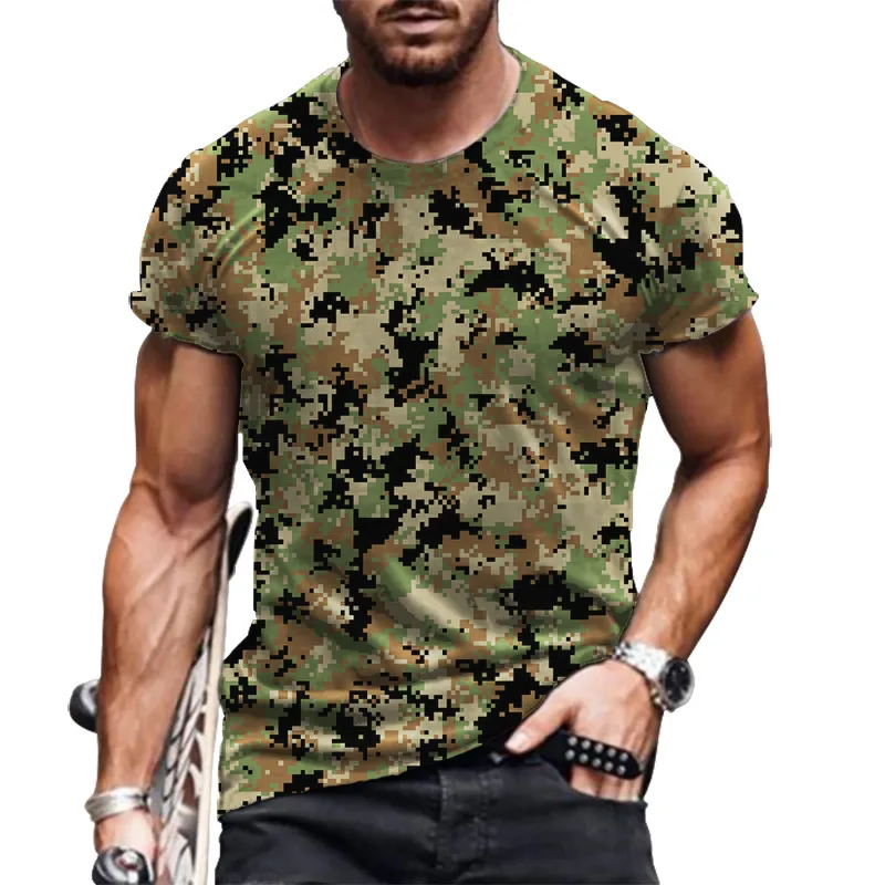 Top Trends: Men&#039;s Camo T-Shirts Short Sleeve Round-Neck Summer Workout Sports Casual Tops Oversized Loose Breathable Street Male Tees 6XL Shoppable Styles