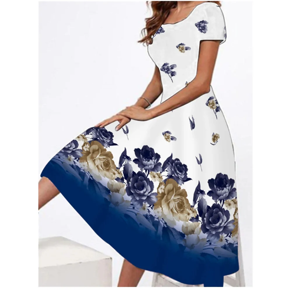 Top Trends: Women‘S Dress Summer Woman 3d Geometry Flowers Print Beachwear Fashion Loose A-Line Y2k Clothing Elegant Ladies Evening Dresses Shoppable Styles